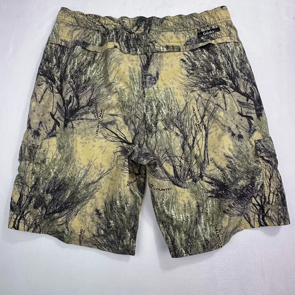 Cabelas Mens Camouflage Cargo Shorts‎ With Adjustable Belt & Pockets XL Camo